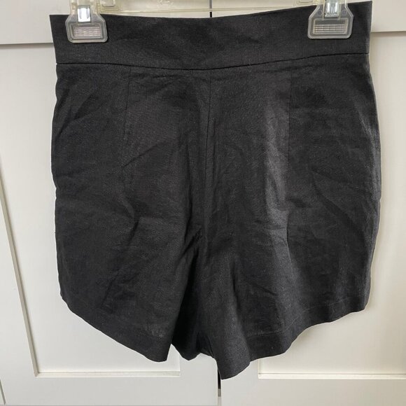 Deluc Vieru Hi Waisted Linen Blend Shorts w Front Flap Pockets Black Sz S NWT - Picture 5 of 10